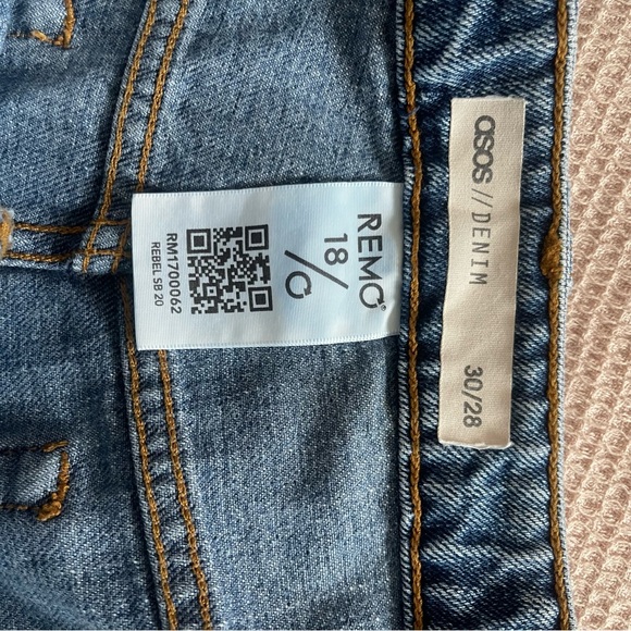 ASOS Denim Straight Leg Frayed Bottom Jeans - Picture 5 of 5